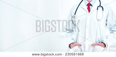 Close-up Of A Doctor In Front Of A Bright Background