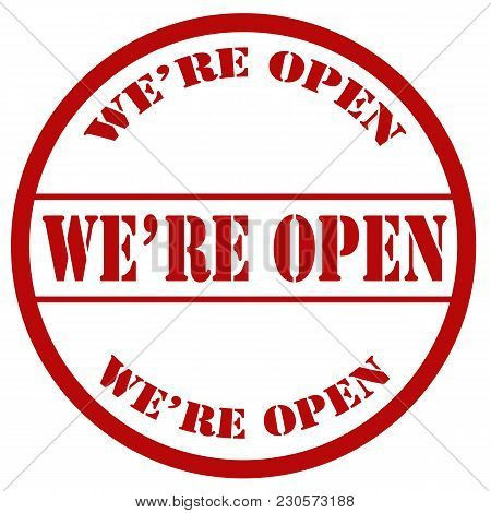 We're Open-red Stamp