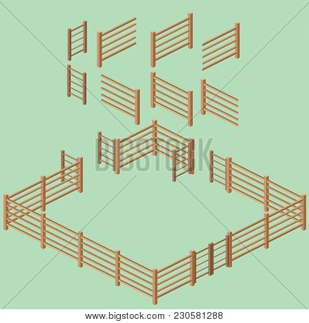 Isometric 2:1 Ratio Rail Farm Fence Building Kit.