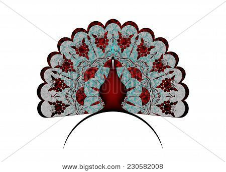 Peacock Icon Silhouette Luxury Tail Decorated. Logo Design Vector Template Linear Style. Outline Bir
