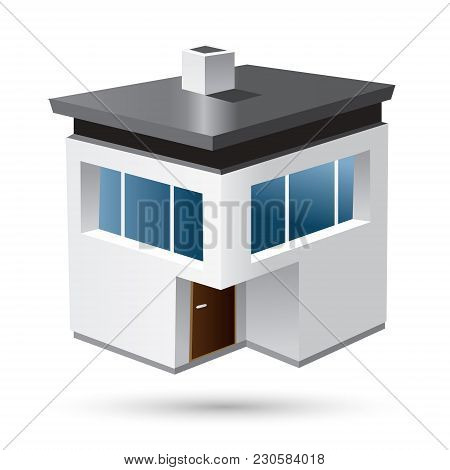 Modern House Illustration On White Isolated Background