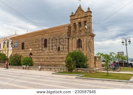 Zakynthos, Greece - September 29, 2017: The Ancient Church Of St. Nicholas Of The Mole Located On So