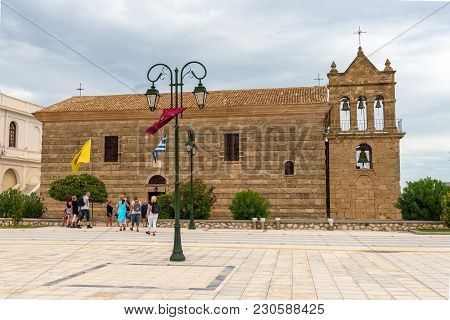 Zakynthos, Greece - September 29, 2017: The Ancient Church Of St. Nicholas Of The Mole Located On So