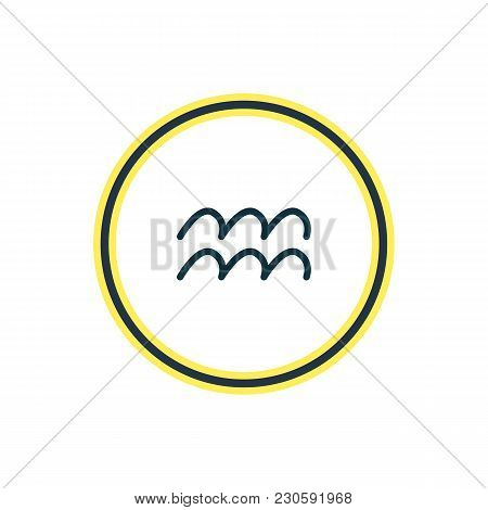 Illustration Of Aquarius Icon Line. Beautiful Astrology Element Also Can Be Used As Water Bearer Ico
