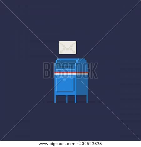 Pixel Art Mailbox And Envelope On Dark Background