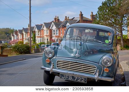 Hastings, England On The 10 April 2017: Wooden Car Morris Minor 1000 Parked On Street.