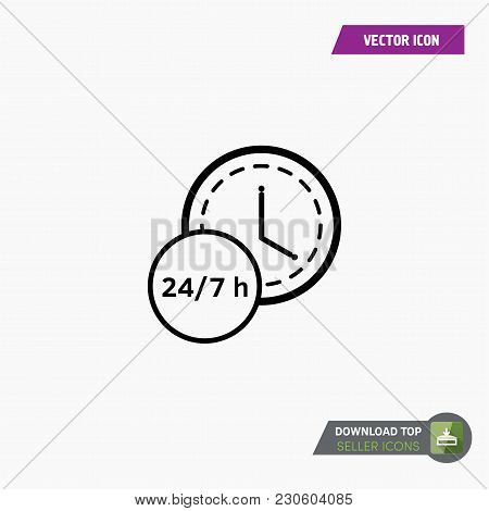 24-7 Icon Vector. Watch Timer Flat Icon For Apps And Websites. White Background.