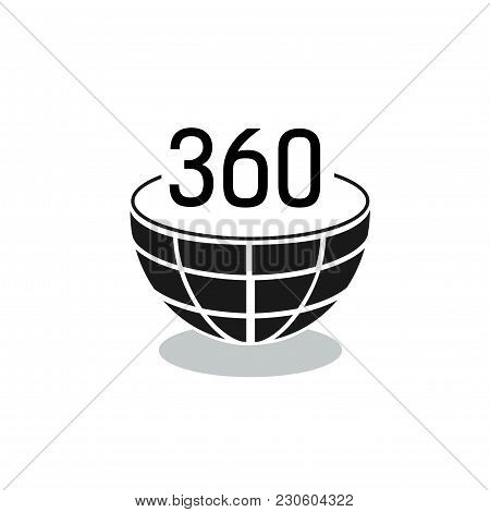 Three Hundred And Sixty Lettering In Half Globe. Full Rotation Sign. Typed Text, Calligraphy. For We