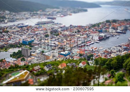 Bergen is a city and municipality in Hordaland on the west coast of Norway. Bergen is the second-largest city in Norway. The view from the height of bird flight. Aerial FPV drone flights.