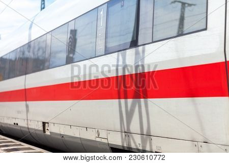 Fuerth / Germany - March 11, 2018: Ice 2, Intercity-express Train From Deutsche Bahn Passes Train St