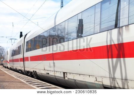 Fuerth / Germany - March 11, 2018: Ice 2, Intercity-express Train From Deutsche Bahn Passes Train St