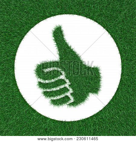 Hand Showing Like From Green Grass 3d Rendering