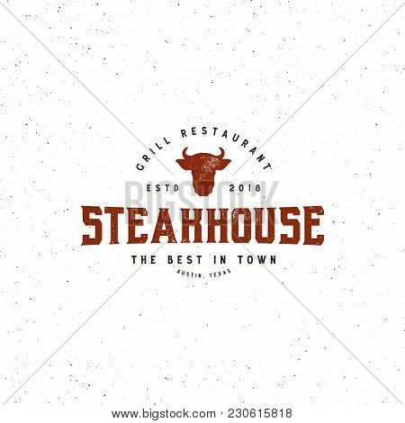 Vintage Steak House Logo. Retro Styled Grill Restaurant Emblem, Badge, Design Element, Logotype Temp