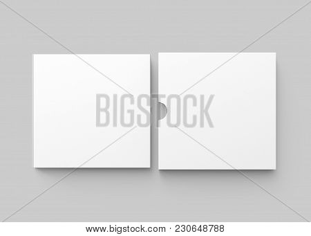Blank Book With Cardboard Box Cover, Top View Of Book And Case In 3d Render