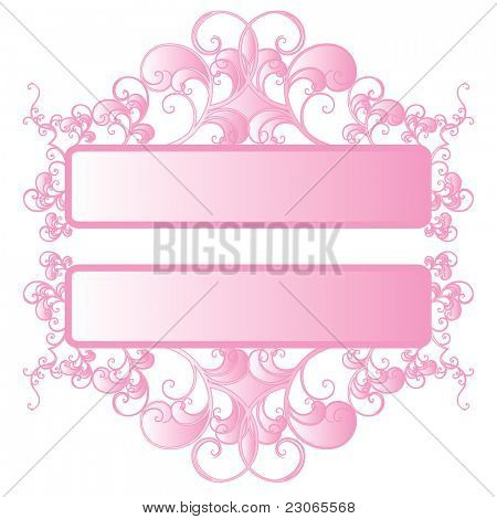 Decorative label rose and white. Abstract design.