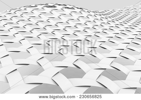 Blank Fiber Background, 3d Render Interlaced Weaving Fabric, Triaxial Woven, Close Up Look