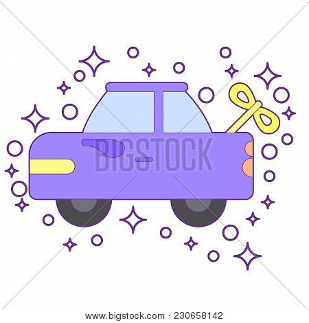 Retro Red Car Vintage Isolated. Side View. Vector Flat Style Illustration