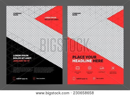 Geometry Red Brochure Layout Template, Cover Design Background, Annual Reports.