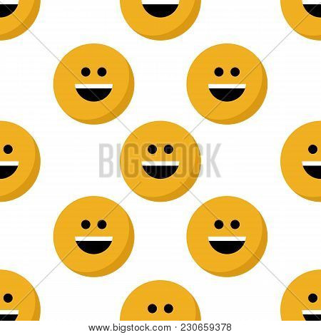 Emoji Samless Pattern Isolated On White Background. Vector Illustration