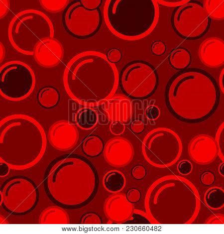 Bubbles Red Seamless Pattern. Water Bubbles Pattern. Soap Vector Background. Cleaning Or Bodycare