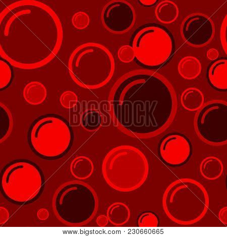 Bubbles Red Seamless Pattern. Water Bubbles Pattern. Soap Vector Background. Cleaning Or Bodycare