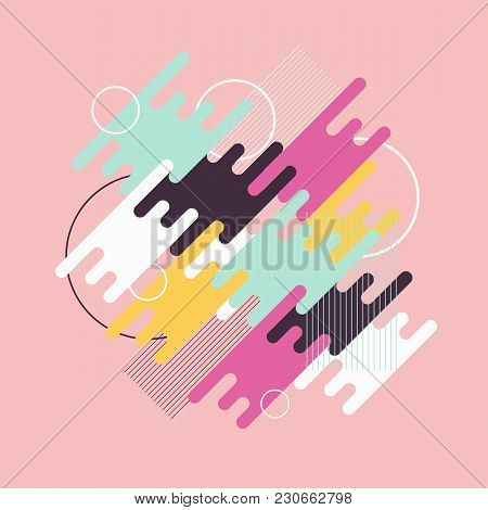 Abstract Dynamic Geometric Background. Colorful Geometric Motion Shapes. Vector Template