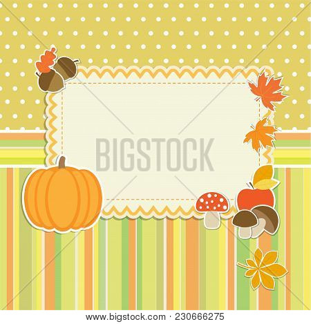 Autumn Frame With Pumpkin. Vector Illustration,vector Card