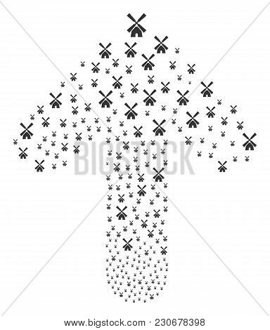 Wind Mill Pattern Done In The Figure Of Up Way Arrow. Up Pointer Arrow Figure Organized From Wind Mi