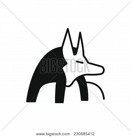Egyptian God Anubis Icon In Silhouette Style. Egypt God Anubis Object Vector Illustration Isolated O