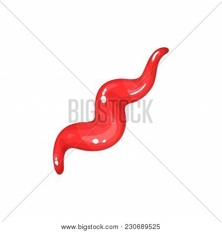 Wavy Stripe Of Tomato Ketchup Or Salsa. Piquant Condiment For Dishes. Culinary Theme. Detailed Eleme