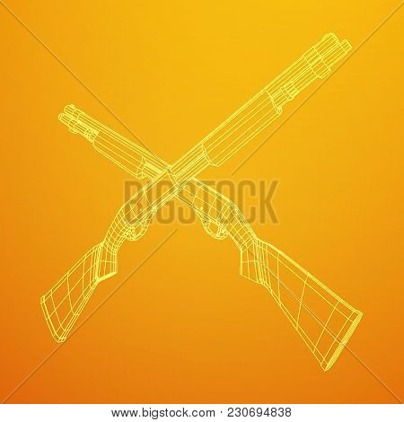 Shotgun Rifle Hunting Carbine Wireframe Low Poly Mesh Vector Illustration