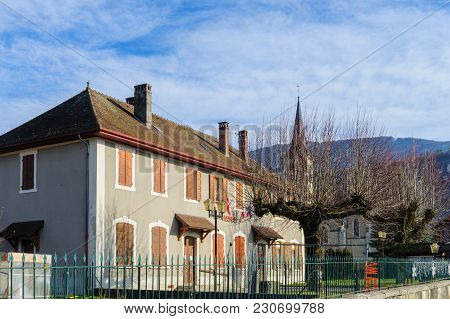 Impression Of A French Town In The Savoy Area On An Early Winter Afternoon.