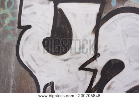 Grunge White Grey Black Color Brick Wall With Abstract Urban Street Art Pattern Framebackground And 