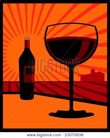 Bottiglia e bicchiere di vino