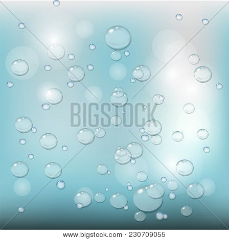 Raindrops On The Glass. Vector Illustration. Wet Glass. Kapten. Reflections Vector Background