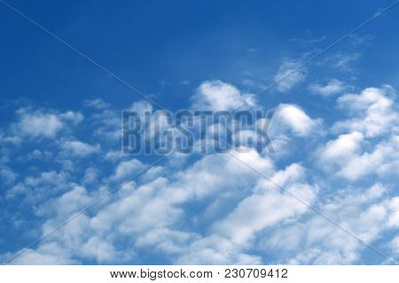 Beautiful Morning Sky With Blue And Pink Tone, Scattered Clouds