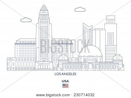 Los Angeles Linear City Skyline, Usa. Famous Places