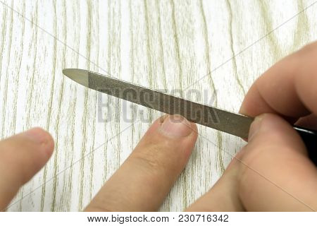 Manicure Man Close-up To The Beauty Salon