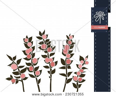 Vector Flower Greeting Banner With Ruskus And Ribbon. International Women's Day. Flat Style.