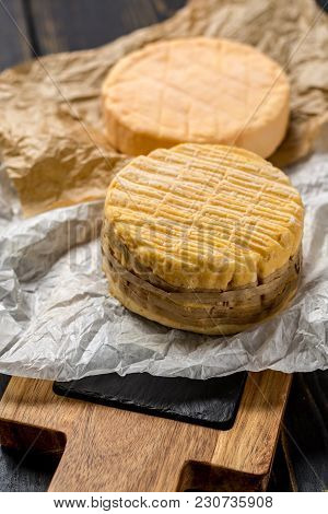 Tasting Of Oldest French Aoc Soft Pudgent Yellow Cheese Livarot And Munster, French Cheese