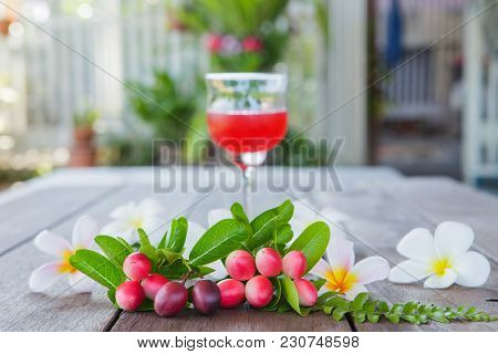 The Red Juice Of Ancient Thailand Name Carunda Or Karonda (carissa Carandas L.), Thai Herb Juice.