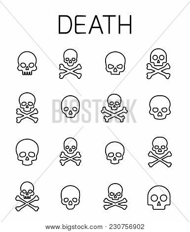 Death Related Vector Icon Set. Well-crafted Sign In Thin Line Style With Editable Stroke. Vector Sym