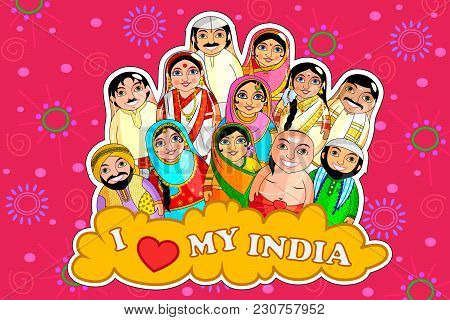 Easy To Edit Vector Illustration Of Nested Doll Indian Couple Representing Diverse Culture From Diff