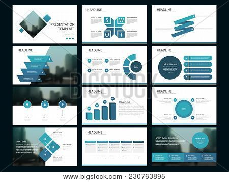 Blue Abstract Presentation Templates, Infographic Elements Template Flat Design Set For Annual Repor