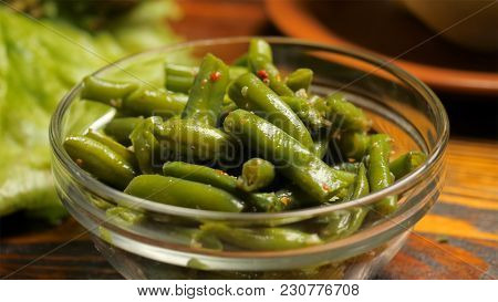 Fried Haricot In A Bowl. Tasty Green Haricot