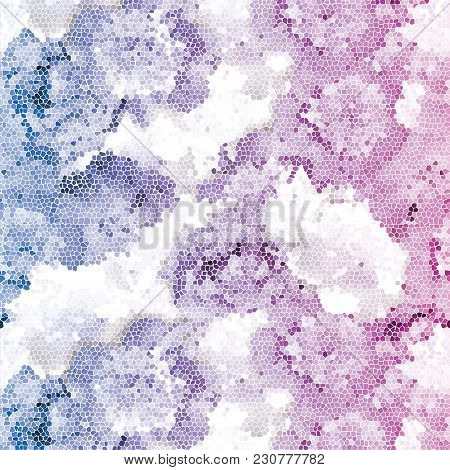 Seamless Peony Mosaic. Pink Blue Flower Pattern. Peony Texture