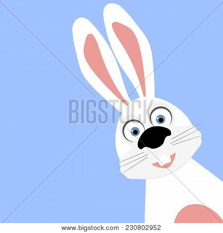 Funny Easter Bunny On A Blue Background, Illustration
