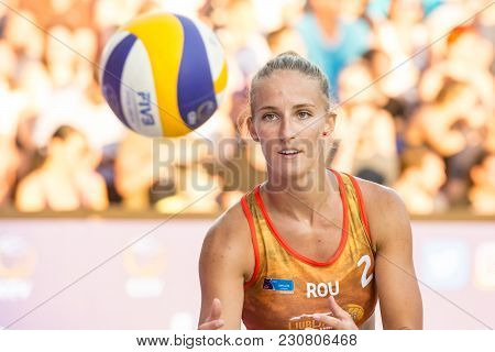 Ljubljana, Slovenia - July 22, 2017: Beata Vaida From Romania Getting To Serve Position In The Final