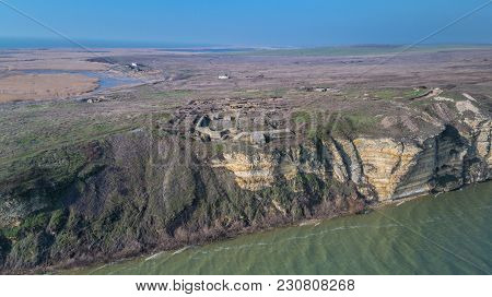 Roman Ruins Of Argamum (organe) Citadel. Dobrogea Romania. Aerial View.