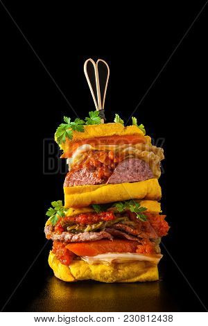 Italian Sandwich With Sausage  Salamella And Bread With Turmeric